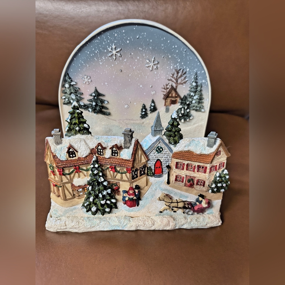 Christmas Town Tea Light Candle Holder Winter Scene